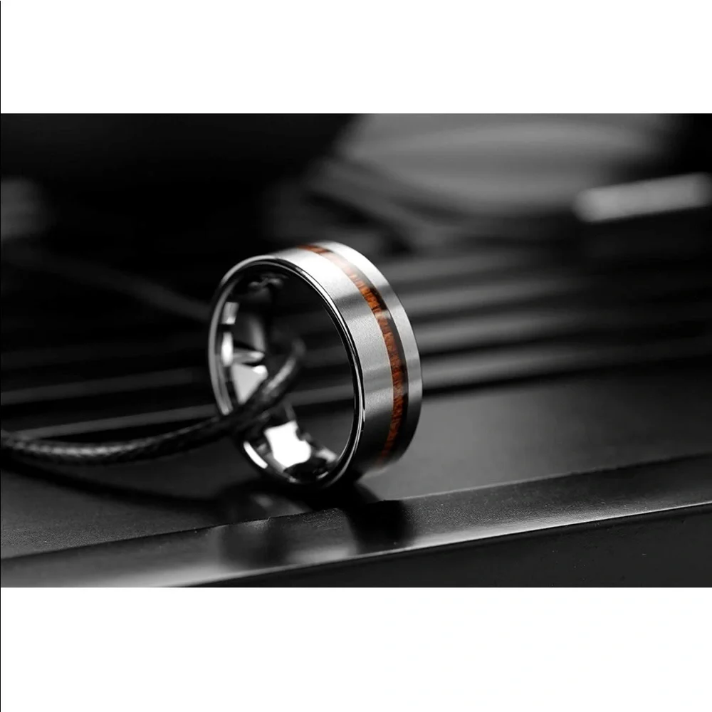 LerchPhi Mens 8mm Silver Tungsten Carbide Ring